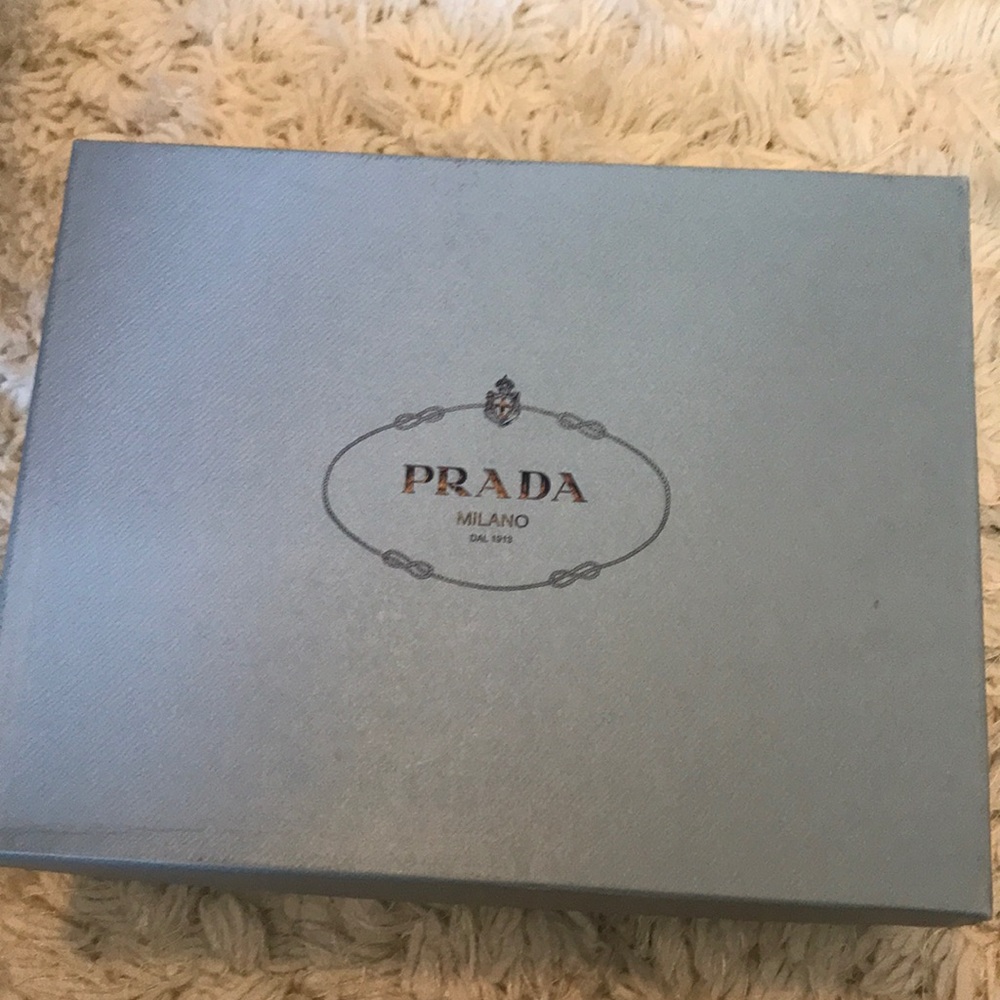 Prada empty shoe box 12 3/4 x 10 4 1/2 2 pouches